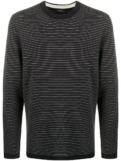 Theory Crew Neck Pinstriped Sweatshirt In Blue