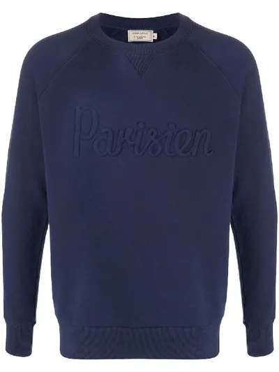 Maison Kitsuné Parisien-embossed Sweatshirt In Blue