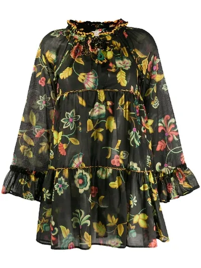 Anjuna Lara Floral-print Dress In Black