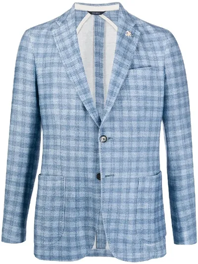 Tombolini Check Print Tailored Blazer In Blue