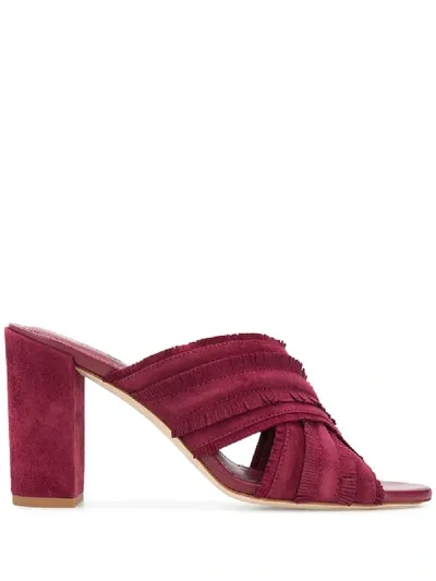 Tod's Fringed Suede Sandals In Red