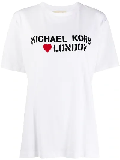 Michael Michael Kors Oversized Logo Stamp T-shirt In White