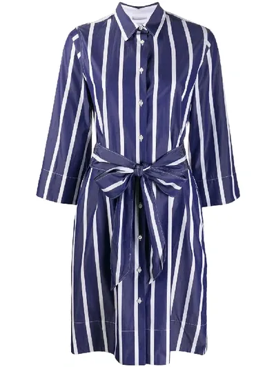 Sara Roka Belted Midi Dress In Blue