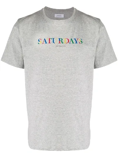 Saturdays Surf Nyc Rainbow Logo Crew Neck T-shirt In Grey