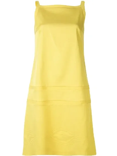 Paule Ka Strass Detail Ottoman Stretch Shift Dress In Yellow