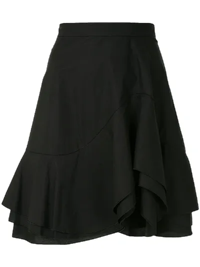 Paule Ka Layered Flared Skirt In Black