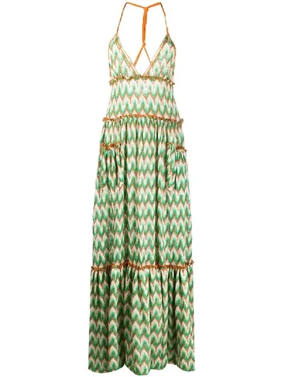 Missoni V-neck Ruffled Trim Dress In Green