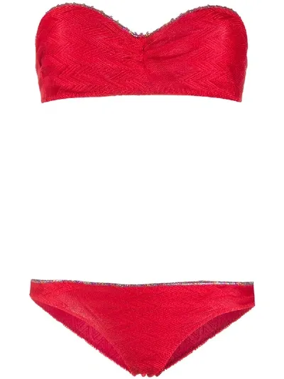 Missoni Contrast Trim Bikini In Red