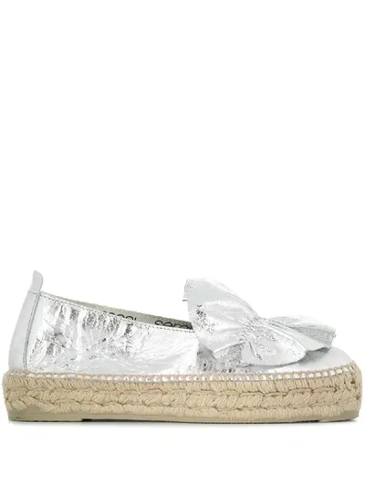 Sergio Rossi X Manebi Ruffle-trimmed Espadrilles In Silver