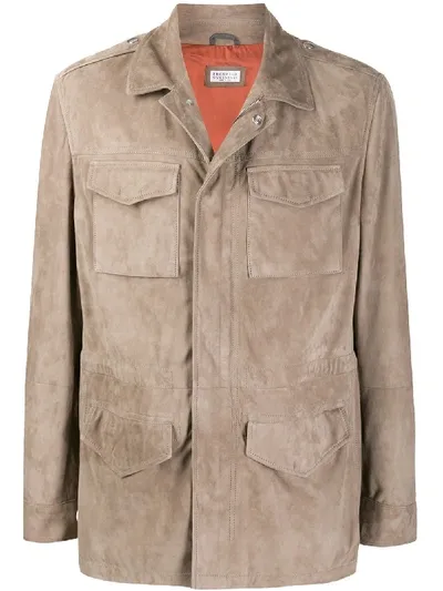 Brunello Cucinelli Fitted Four Pocket Jacket In Neutrals