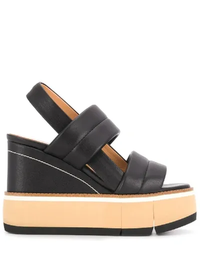 Paloma Barceló Fauna Platform Leather Sandals In Black