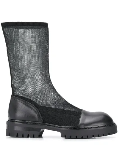 Ann Demeulemeester Sheer Boots In Black