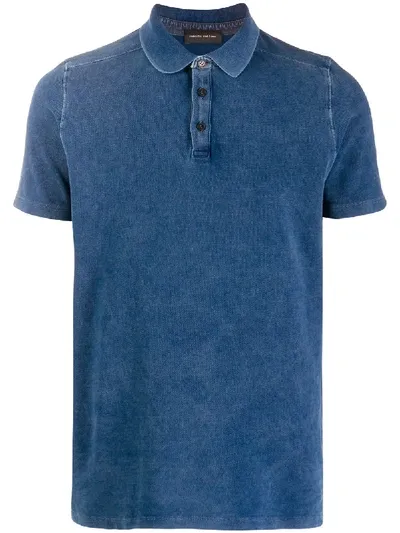 Roberto Collina Short Sleeve Polo Shirt In Blue