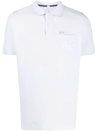 Sun 68 Embroidered Logo Polo Shirt In White