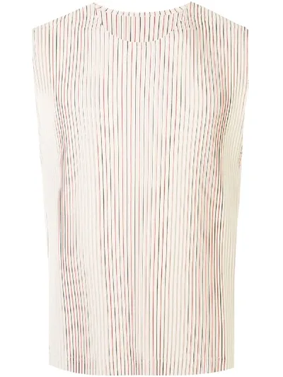 Issey Miyake Pleated Sleeveless Vest In White