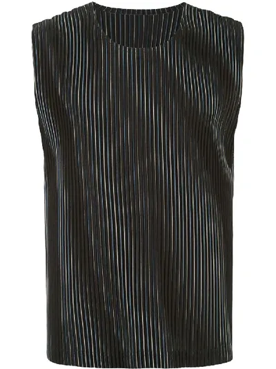 Issey Miyake Pleated Straight Vest In Black