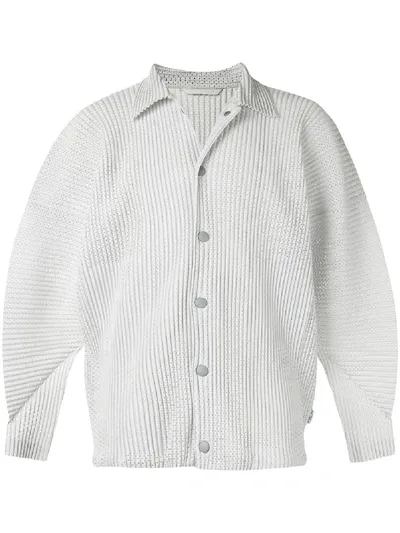 Issey Miyake Mesh Pleated Shirt Jacket In Grey