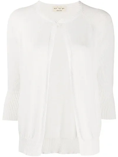 Ma'ry'ya 3/4 Sleeve Cotton Cardigan In White