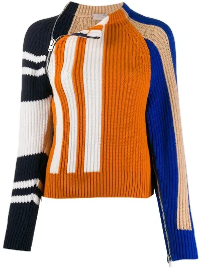 Mrz Striped Colour-block Jumper In Orange