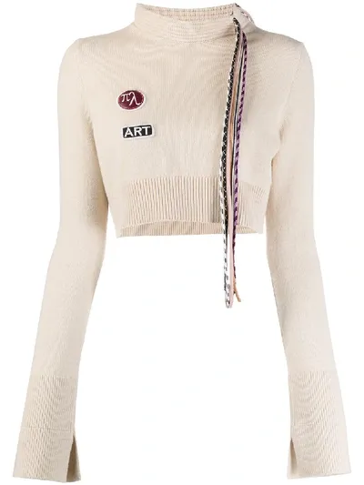 Mrz Patchwork Cropped Jumper In Neutrals