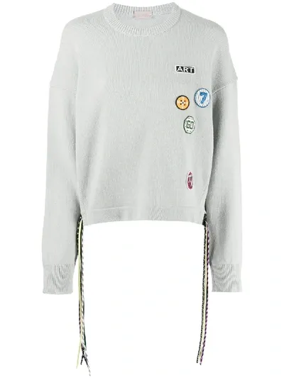 Mrz Patchwork Embroidered Jumper In Grey