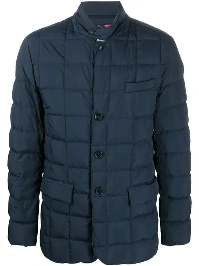 Fay Buttoned Padded Jacket In Blue