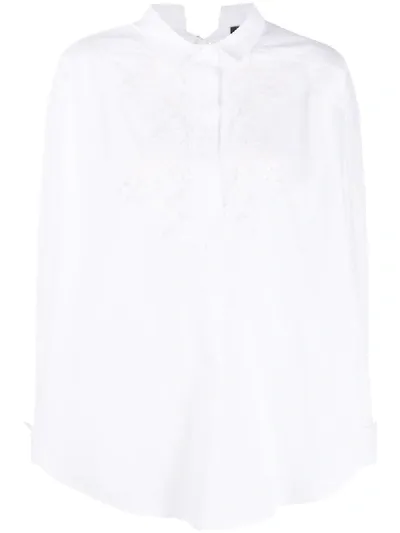 Ermanno Ermanno Oversized Lace Long-sleeve Shirt In White