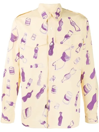 Marni Bottle Print Shirt In Yellow