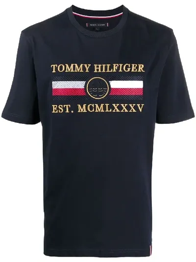 Tommy Hilfiger Short Sleeve Logo T-shirt In Blue