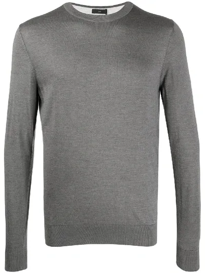 Hugo Boss Silk Long-sleeve Jumper In Grey