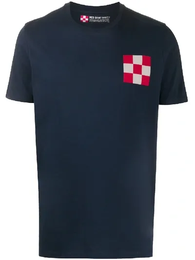 Mc2 Saint Barth Crew Neck Checked Flag T-shirt In Blue