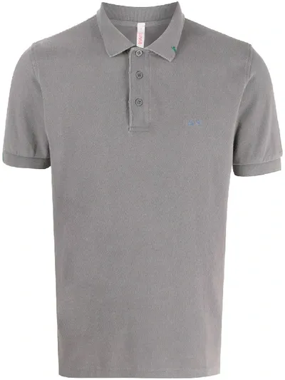 Sun 68 Embroidered Logo Polo Shirt In Grey