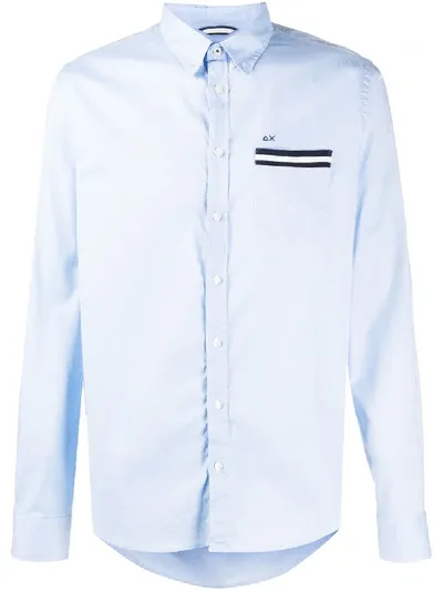 Sun 68 Stripe Detail Shirt In Blue