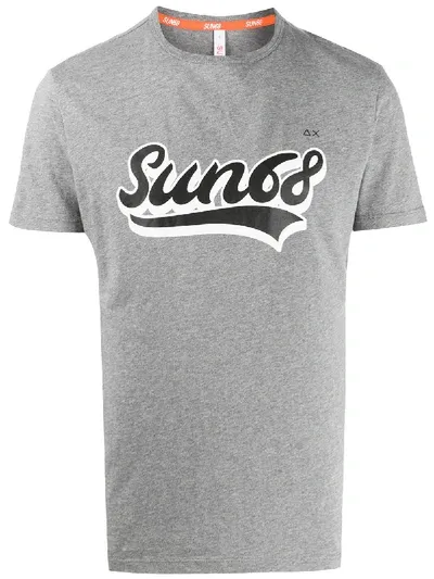 Sun 68 Logo-print Cotton T-shirt In Grey