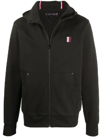 Tommy Hilfiger Zipped Logo Hoodie In Black