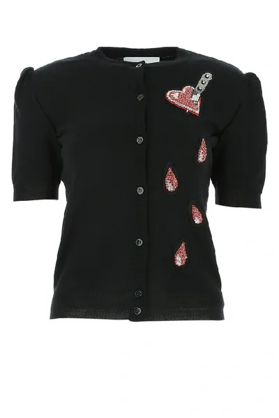 Moschino Dripping Heart Cardigan In Black