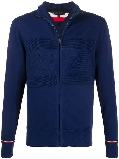 Tommy Hilfiger Signature Stripe Knitted Jacket In Blue