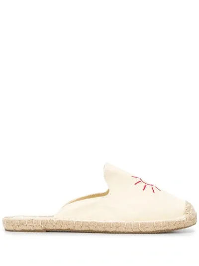 Mc2 Saint Barth Sun Embroidered Flat Espadrilles In Neutrals