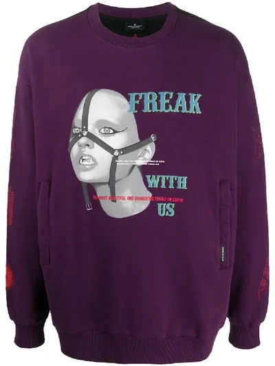 Marcelo Burlon County Of Milan Freak Over Crewneck Dark Purple Multicol