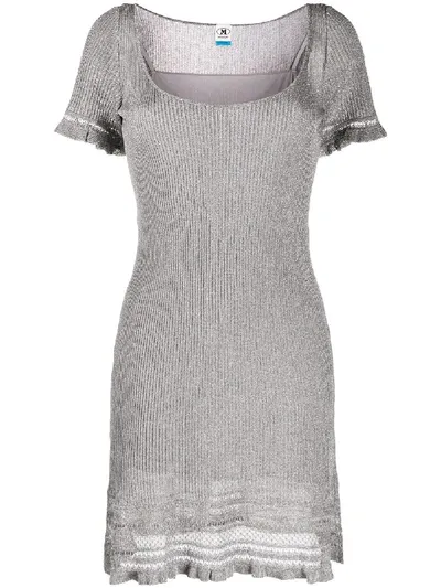 Missoni Ruffled-hem Knitted Mini Dress In Grey