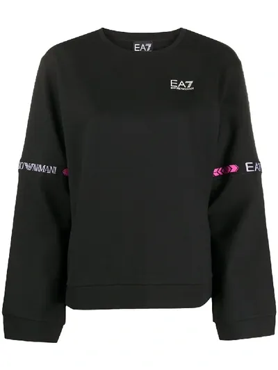 Ea7 Logo Tape Oversized-fit Sweatshirt In Black