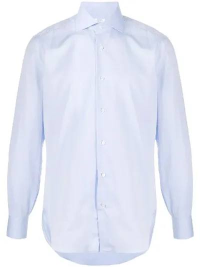 Barba Classic Plain Shirt In Blue