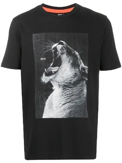 Hugo Boss Lion Print T-shirt In Black