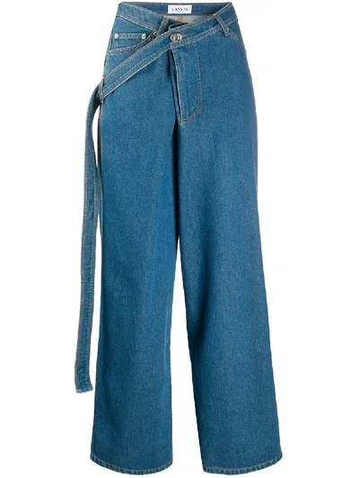 Lanvin Belted Wide-leg Jeans In Blue