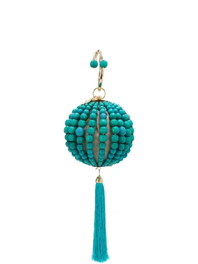 Rosantica Beaded Orb Clutch Bag In Blue