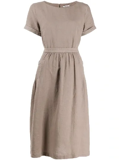 Peserico Short Sleeved Midi Dress In Neutrals