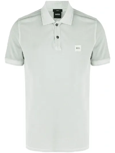 Hugo Boss Prime Logo Patch Polo Shirt In Grey