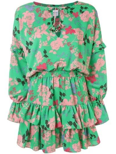 Misa Amalya Floral-print Dress In Green