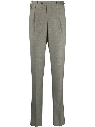 Pt01 Geometric Straight-leg Trousers In Brown