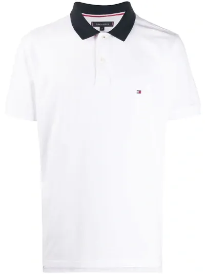 Tommy Hilfiger Logo Embroidered Polo Shirt In White